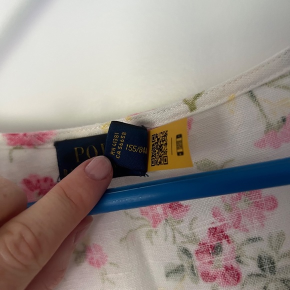 POLO RALPH LAUREN Elizabeth Floral Dress 2 Sweet Pea Garden Party Linen - Picture 11 of 14